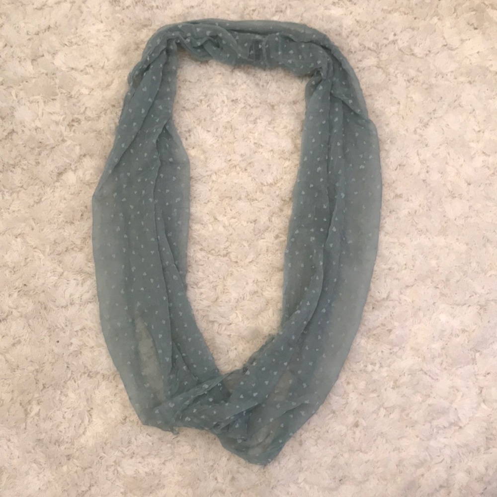 Light blue/green scarf w/ subtle heart shape desig